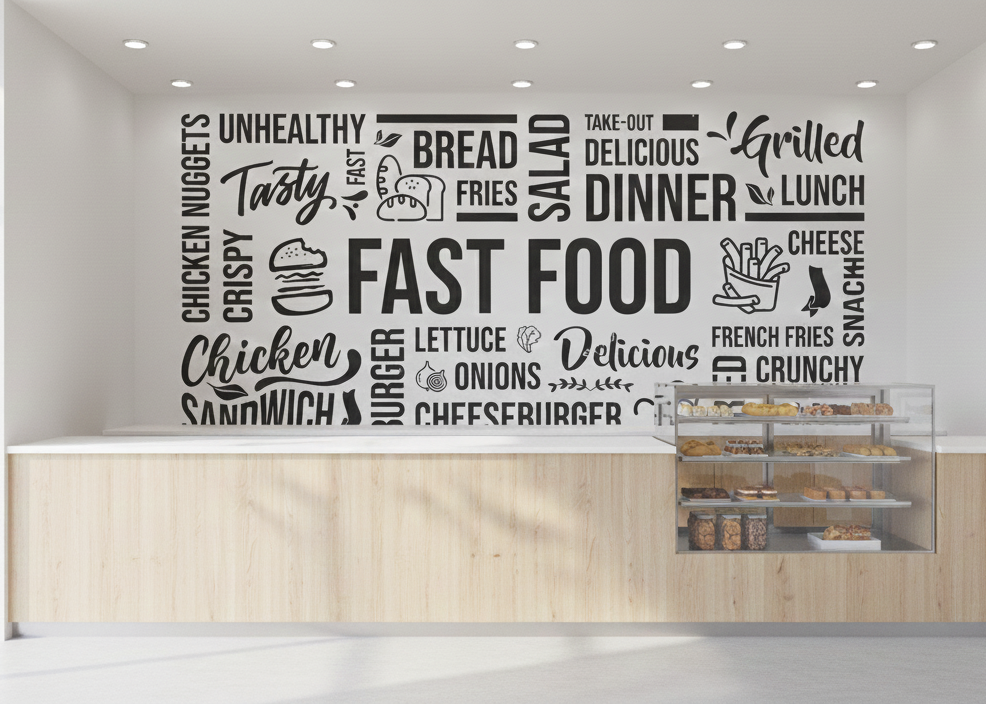 Best Wallpaper Showroom In Gurgaon_Fast Food Wallmural_Wallpaper Studio