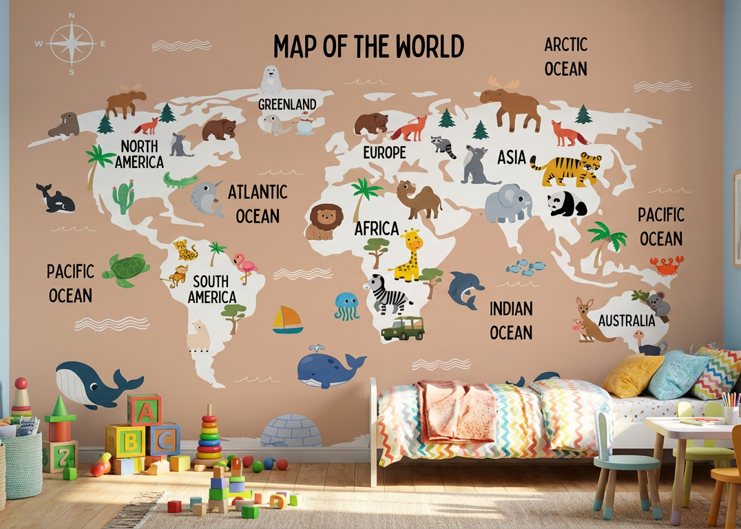 Best Wallpaper howroom In Gurgaon_Animal World Map_Wallpaper Studio