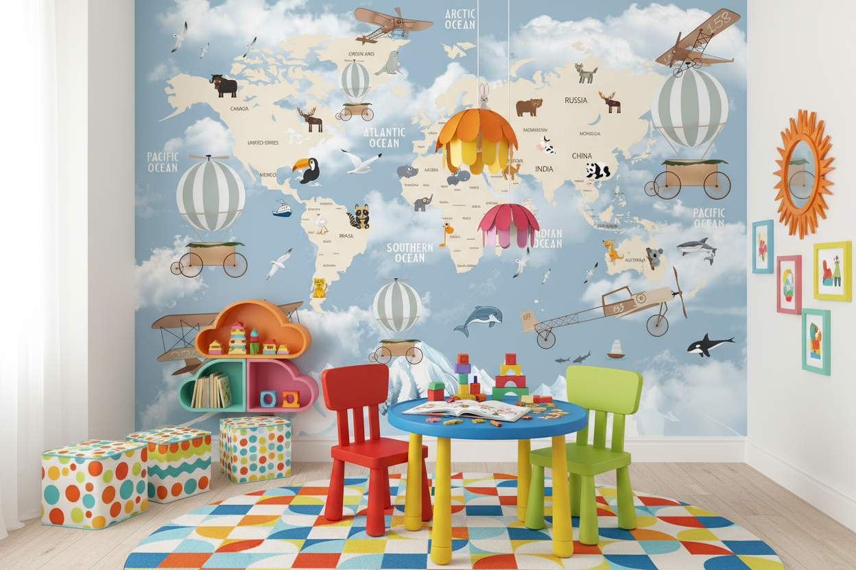 Best customised wallpaper shop in Gurgaon - World Map - Wallpaper Studio