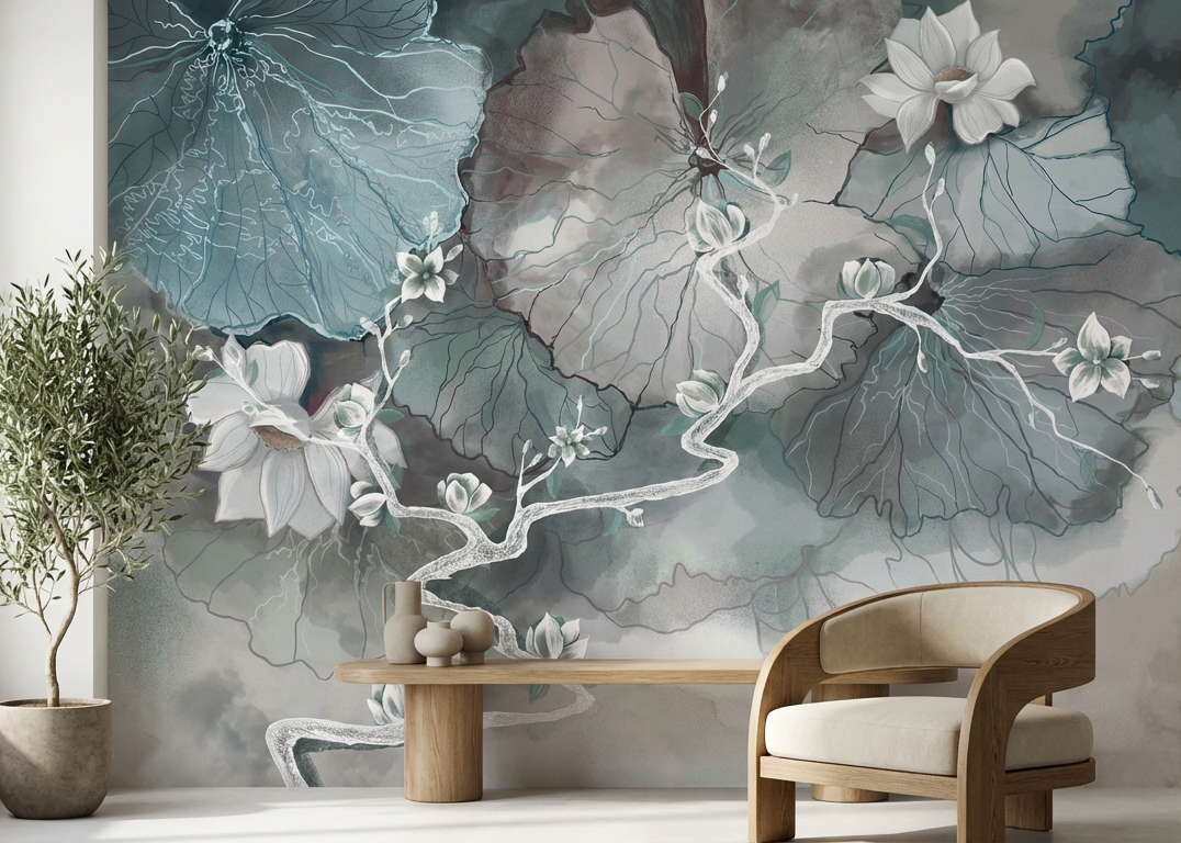 Serene Floral Digital Art with Soft Tones