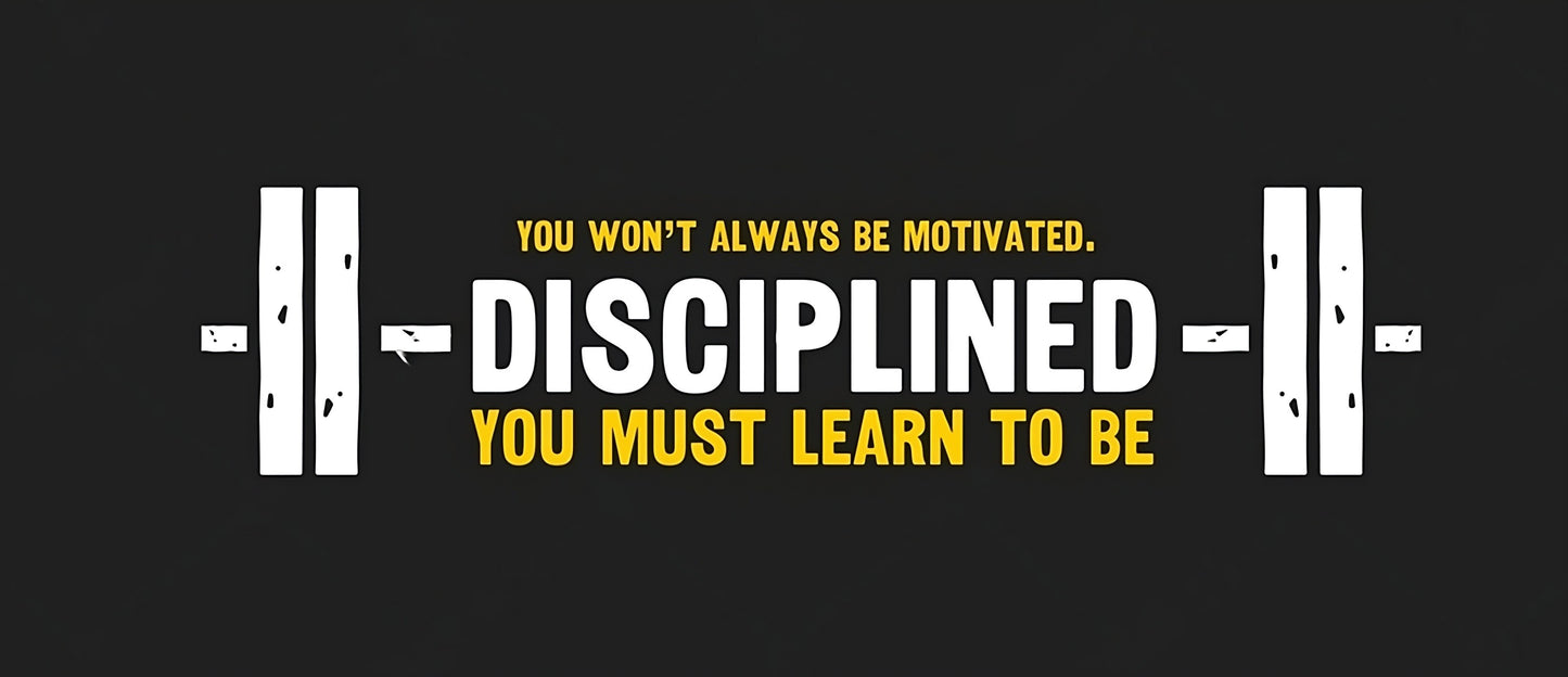 Bold Motivational Quote Design Emphasizing Discipline Over Motivation