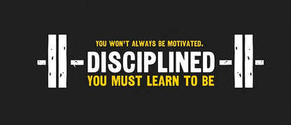Bold Motivational Quote Design Emphasizing Discipline Over Motivation