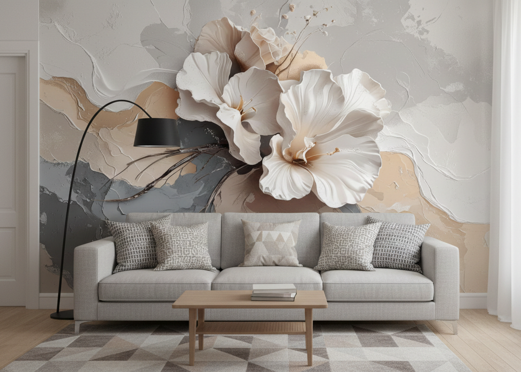 Best Wallpaper Showroom In Gurgaon_3D Flower Mural_Wallpaper  Studio