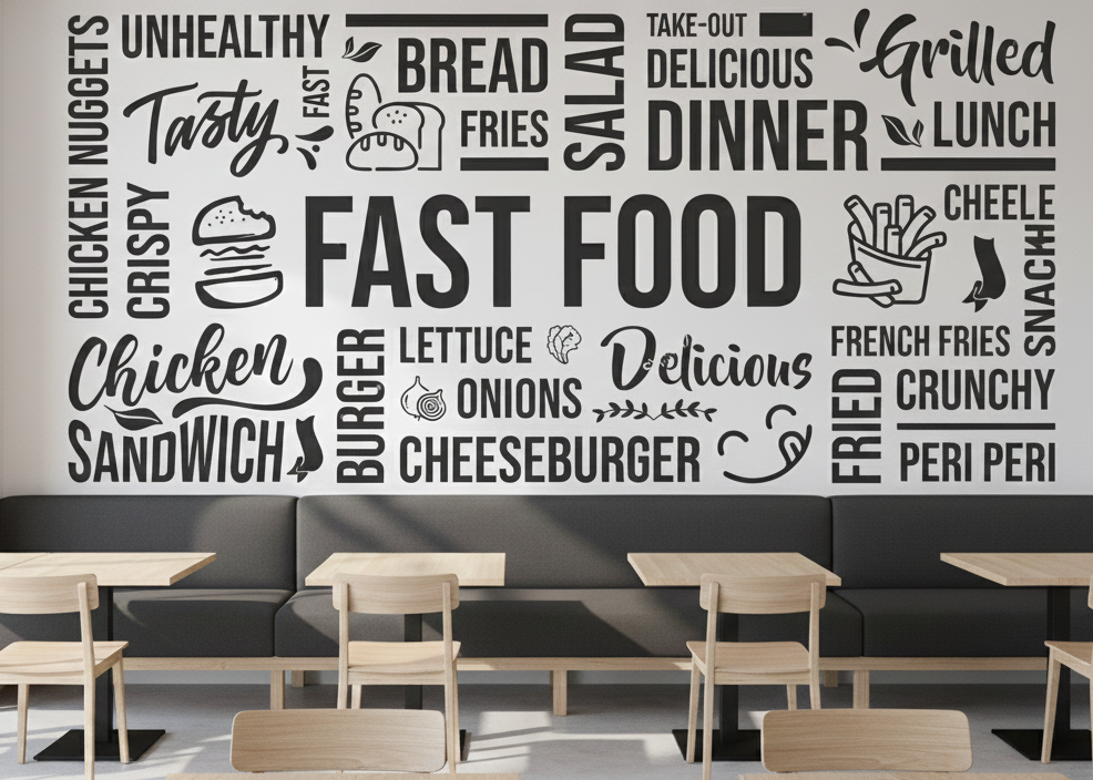 Best Wallpaper Showroom In Gurgaon_Fast Food Wallmural_Wallpaper Studio