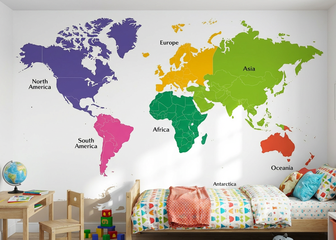 Best Wallpaper Showroom In Gurgaon_Full White World Map_Wallpaper Studio