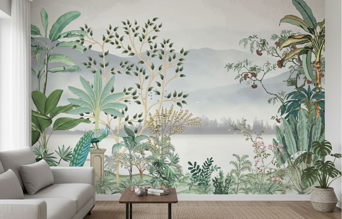 Best Wallpaper Showroom In Gurgaon_Peacock Mural_Wallpaper Studio