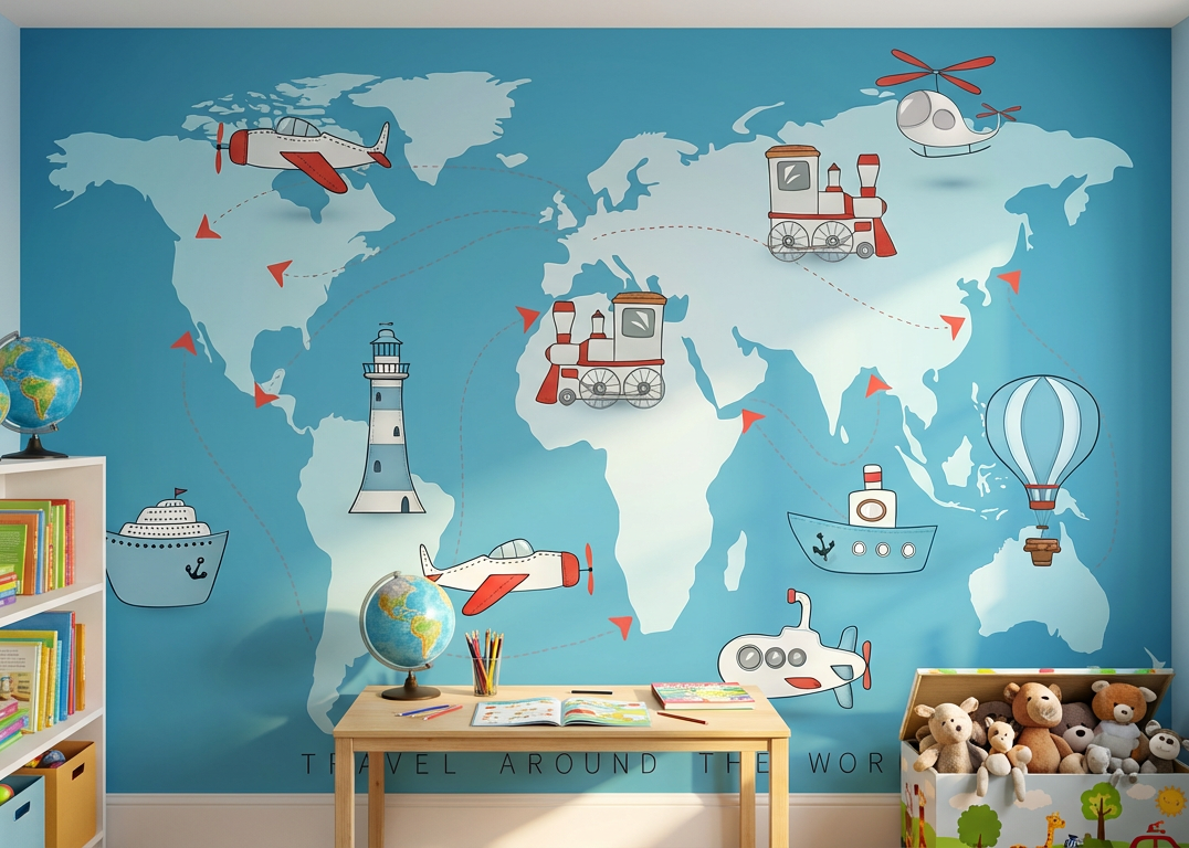 Best Wallpaper Showroom In Gurgaon_Travel World Map_Wallpaper Studio