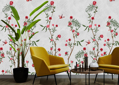 Floral Serenity: Blossoms and Birds