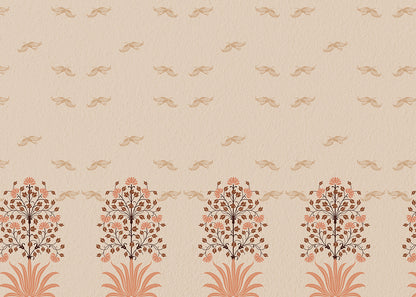 Elegant Floral and Bird Motif Wallpaper