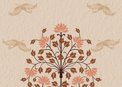 Elegant Floral and Bird Motif Wallpaper