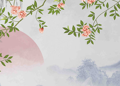Serene Blossoms and Misty Mountains