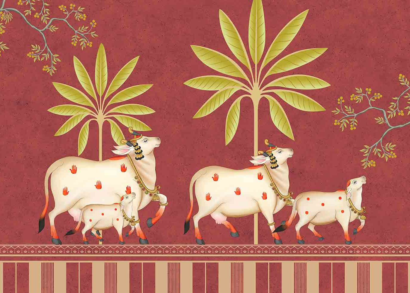 Regal Pichwai Procession: Elegance on Red
