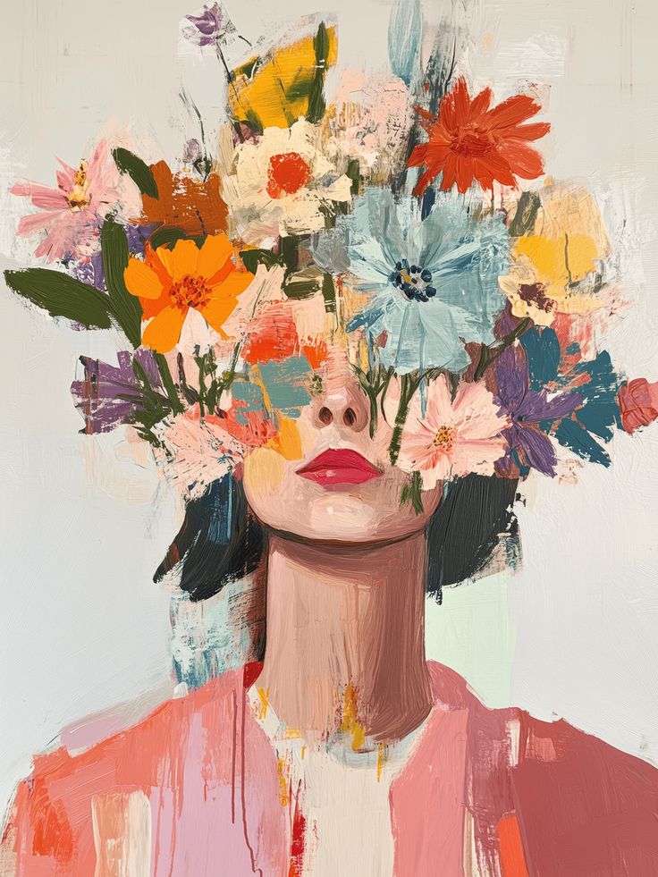 Blooming Thoughts: A Portrait in Wild Color