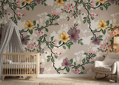 Elegant Seamless Floral Pattern Featuring Hand-Illustrated Blossoms