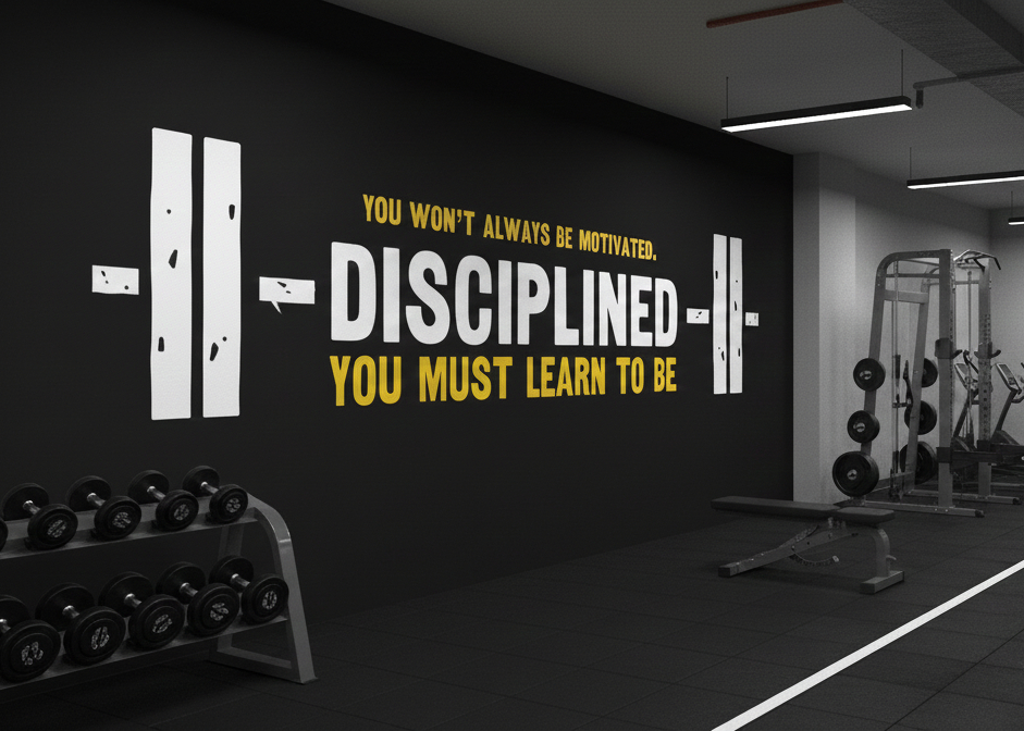 Bold Motivational Quote Design Emphasizing Discipline Over Motivation