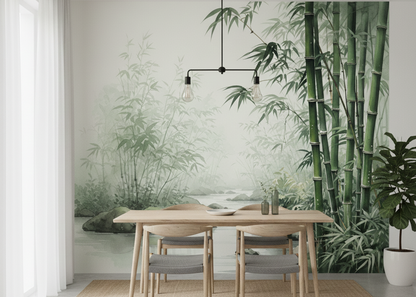 Serene Bamboo Forest Wall Mural for a Calm and Modern Living Space