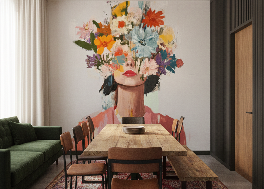 Blooming Thoughts: A Portrait in Wild Color