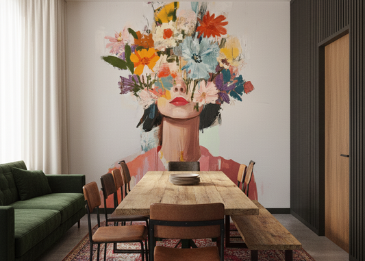 Blooming Thoughts: A Portrait in Wild Color