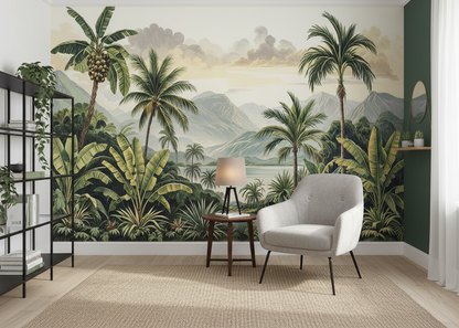 Tropical Paradise: Lush Greenery and Majestic Mountains
