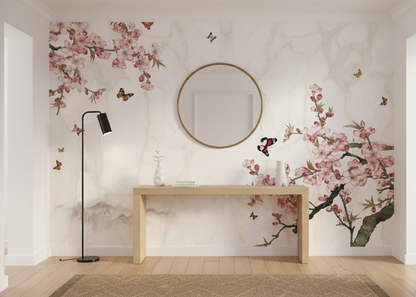 Elegant Cherry Blossom and Butterfly Artwork