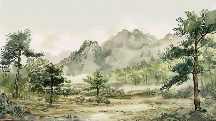 Misty Mountain Forest Landscape
