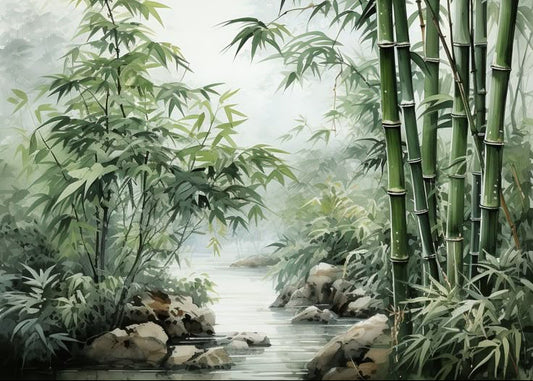 Serene Bamboo Forest Wall Mural for a Calm and Modern Living Space