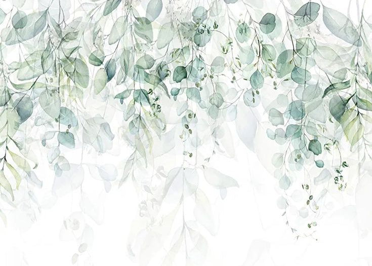 Soft Eucalyptus Leaves Watercolor Background