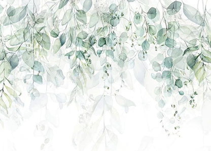 Soft Eucalyptus Leaves Watercolor Background