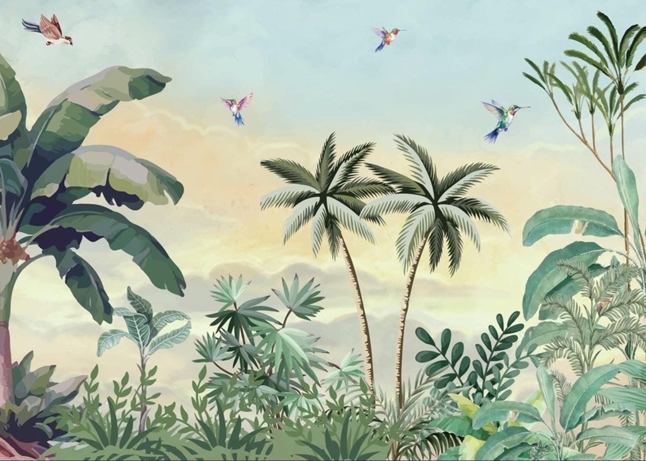 Vibrant Tropical Landscape Featuring Majestic Palm Trees