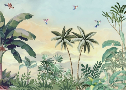 Vibrant Tropical Landscape Featuring Majestic Palm Trees