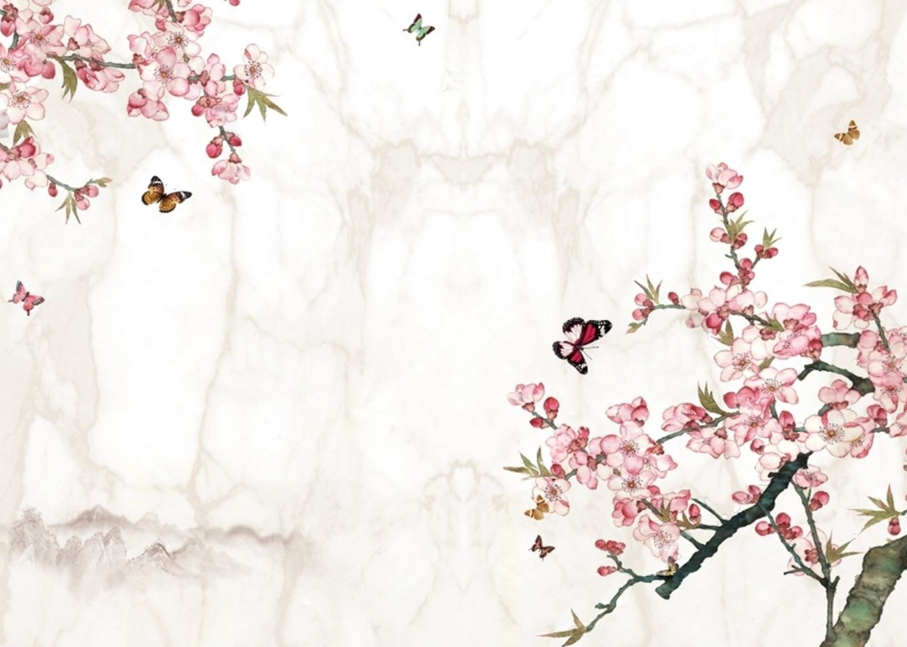 Elegant Cherry Blossom and Butterfly Artwork